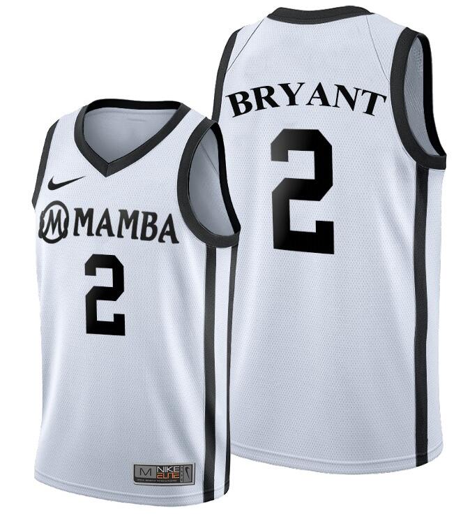 Men's Los Angeles Lakers #2 Kobe Brant“Mamba” White Stitched NBA Jersey